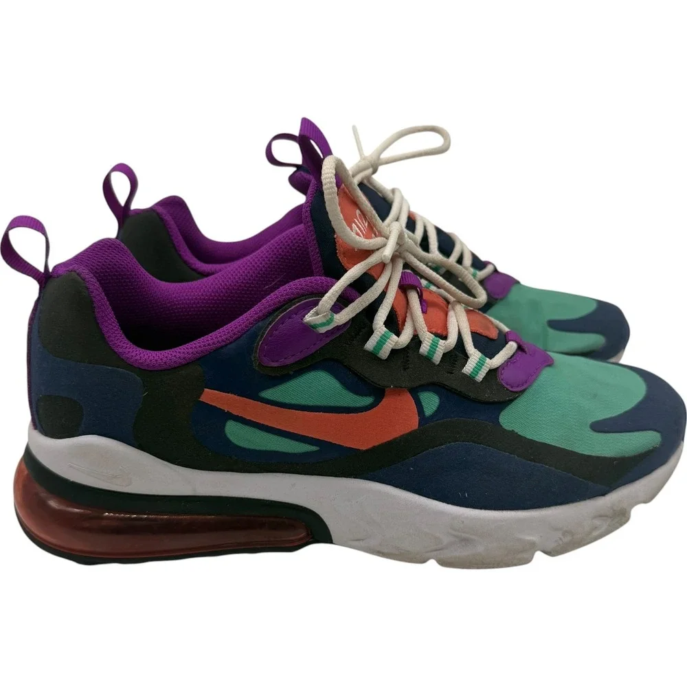 Nike Air Max 270 React BQ0103-402 Multi-Color Sneakers Youth 6Y Women 7.5 Used